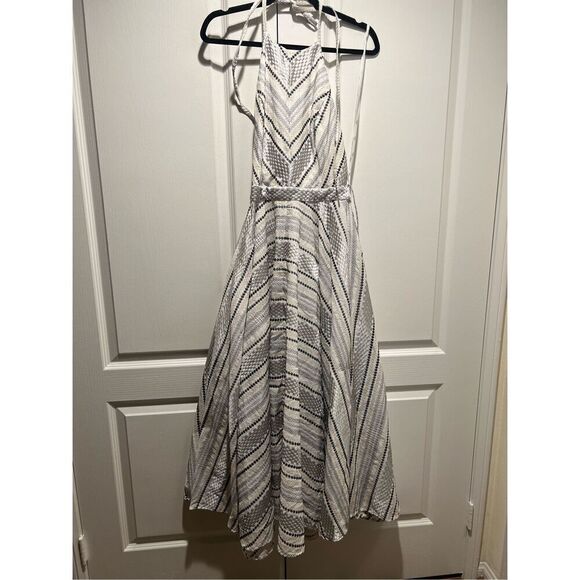LACE the Label White gold jacquard Midi Halter Dress Vacation size S NWT$590 - Picture 3 of 5